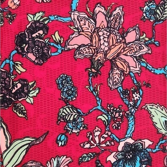 🔺️NWT LuLaRoe Red Floral Print Pants One Size - Picture 2 of 8